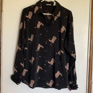 Wrangler Snap Blouse with Floral Boots Print
